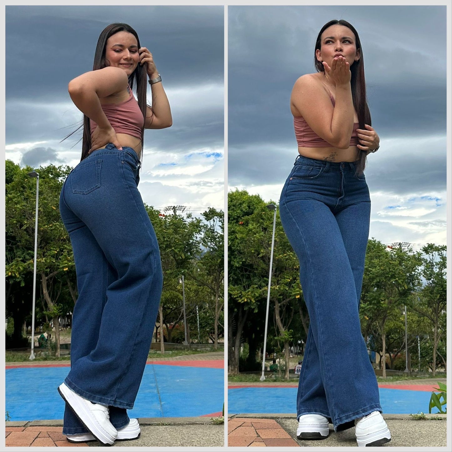 WIDE LEG BOTA RECTA AZUL OSCURO