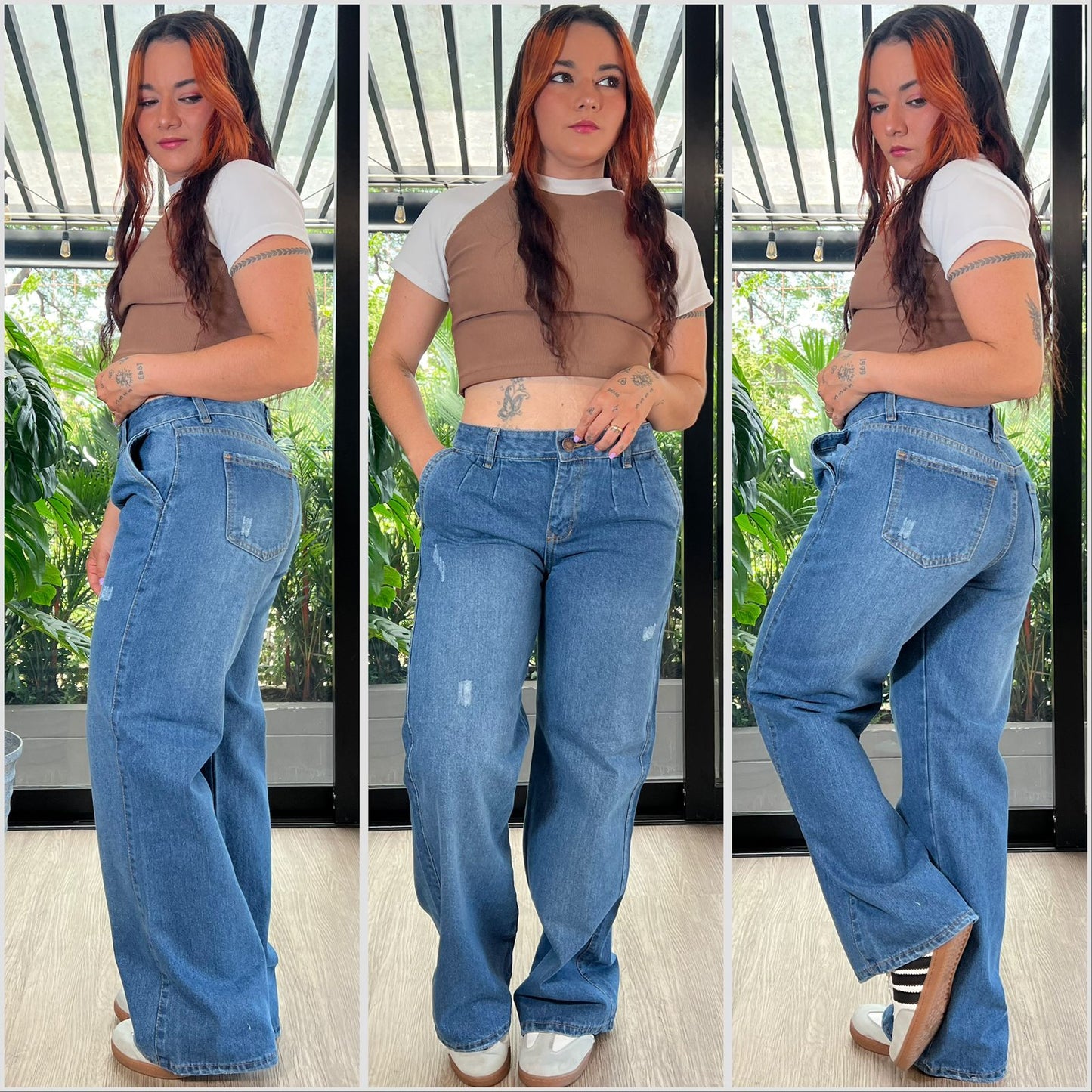 WIDE LEG BOTA RECTA BOLSILLO PADRINO AZUL MEDIO