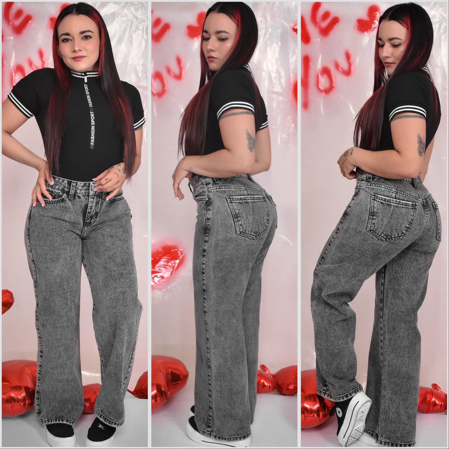 WIDE LEG BOTA RECTA GRIS CLARO