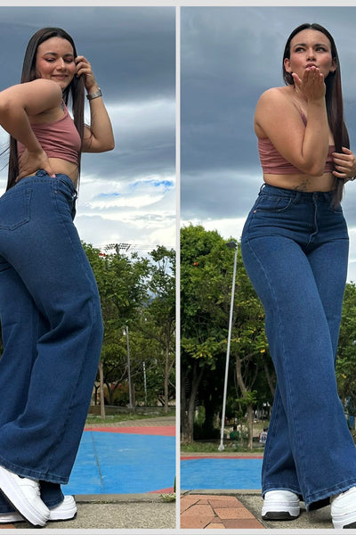 WIDE LEG BOTA RECTA AZUL OSCURO