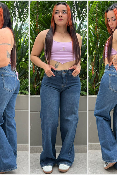 WIDE LEG BOTA RECTA AZUL MEDIO