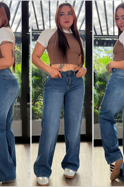 WIDE LEG BOTA RECTA AMERICANO OSCUR0